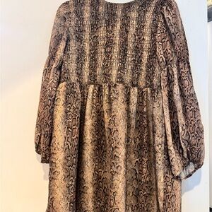 GANNI (NWT) BRAND NEW WITH TAGS Brown Snake Print Mini Dress